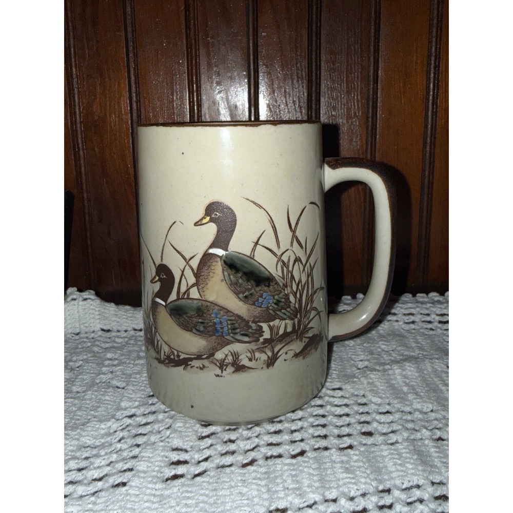 Vintage Otagiri Tan Brown Embossed Mallard Duck Mug-Made in Japan